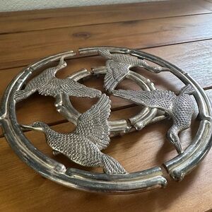 Vintage French Silea Silver Duck Trivet | 1960s Expandable Hot Plate Holder